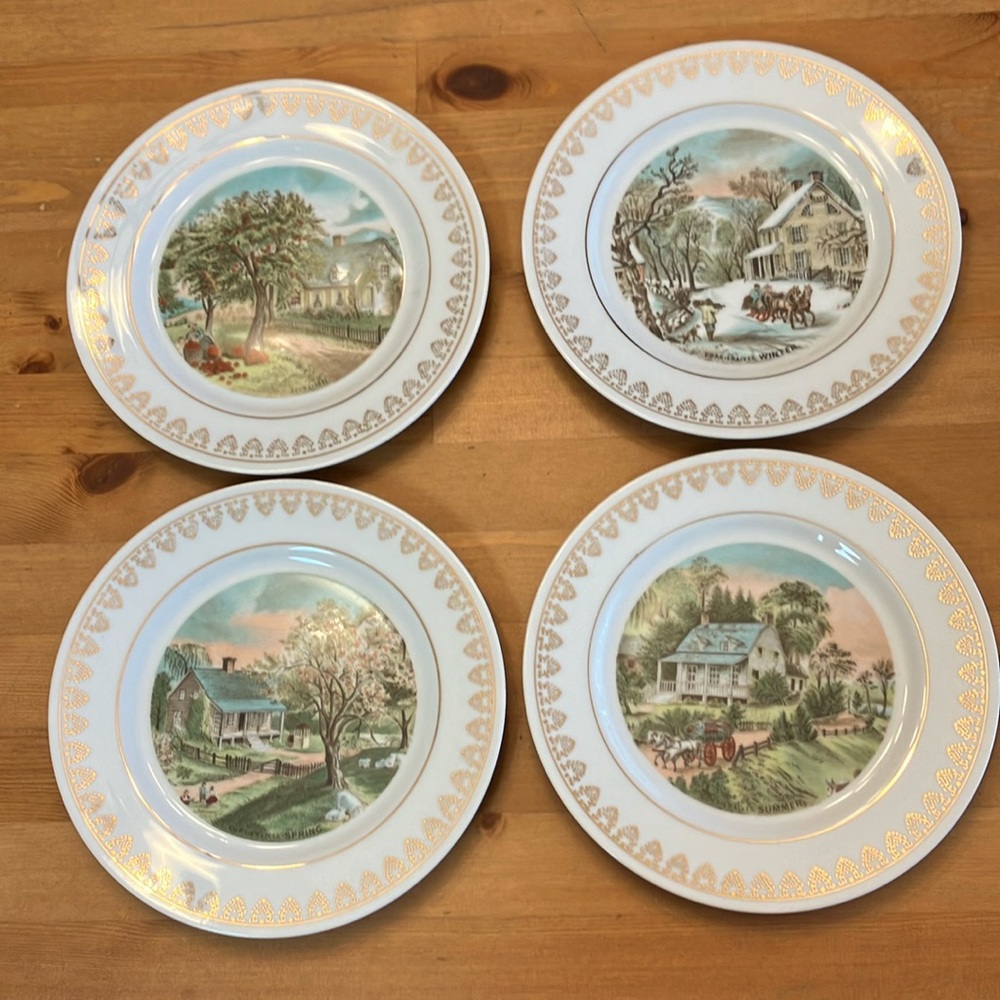 Currier & Ives four seasons decorative plates winter spring summer fall